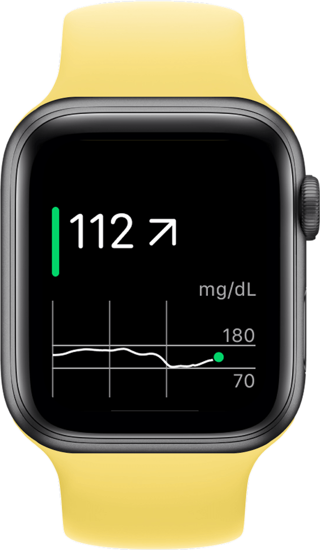 Apple Watch zeigt aktuellen Glukosewert mit Trendpfeil über die Libre App