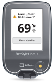 FreeStyle Libre 3 Lesegerät zeigt Alarm bei niedrigem Glukosewert