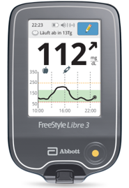 FreeStyle Libre 3 Lesegerät zeigt aktuellen Glukosewert