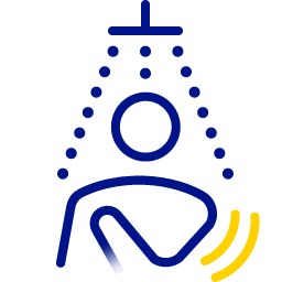 Icon für Person mit Sensor unter der Dusche